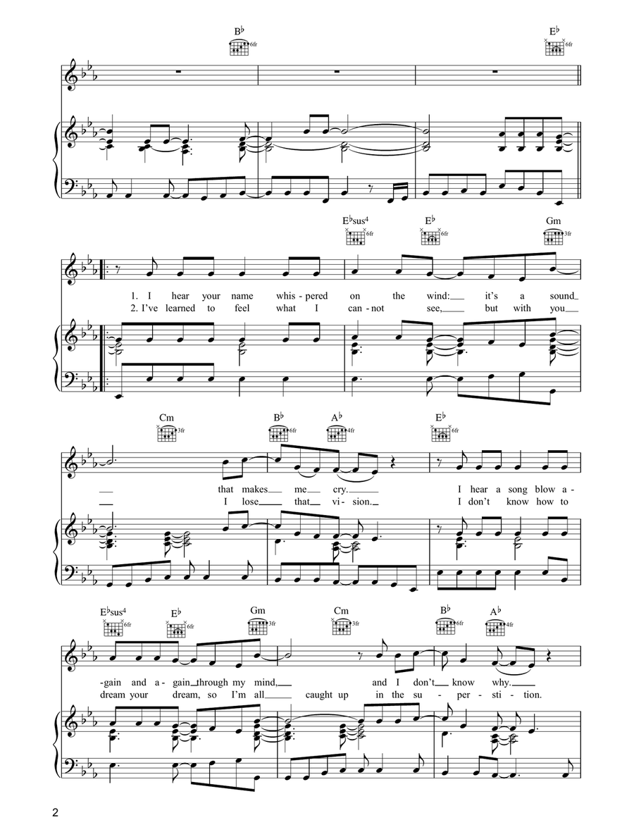 Waiting For A Star To Fall Piano, Vocal, Guitar scores gallery preview page 2