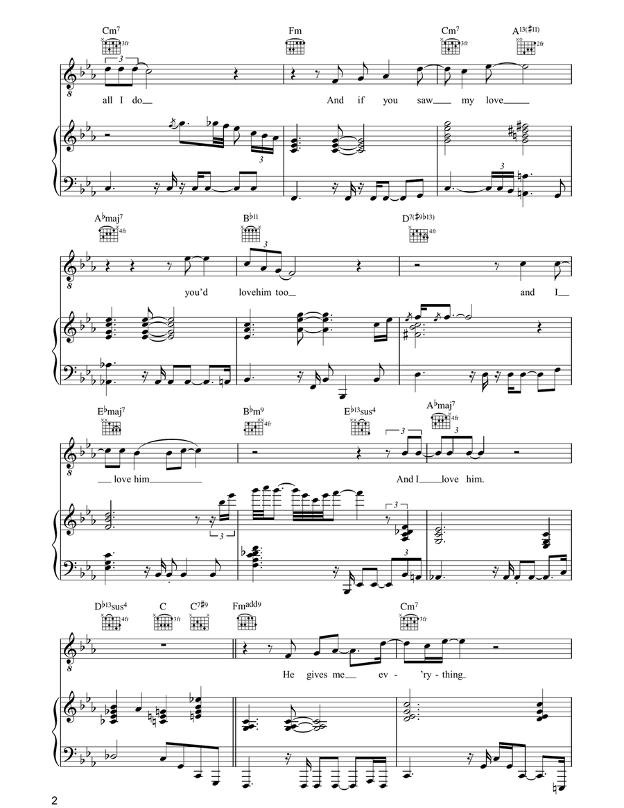 And I Love Him And I Love Him Piano, Vocal, Guitar scores gallery preview page 2