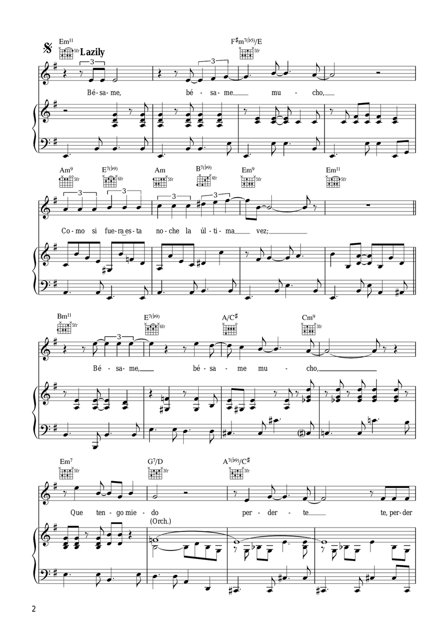 Besame Mucho Besame Mucho Piano, Vocal, Guitar scores gallery preview page 2