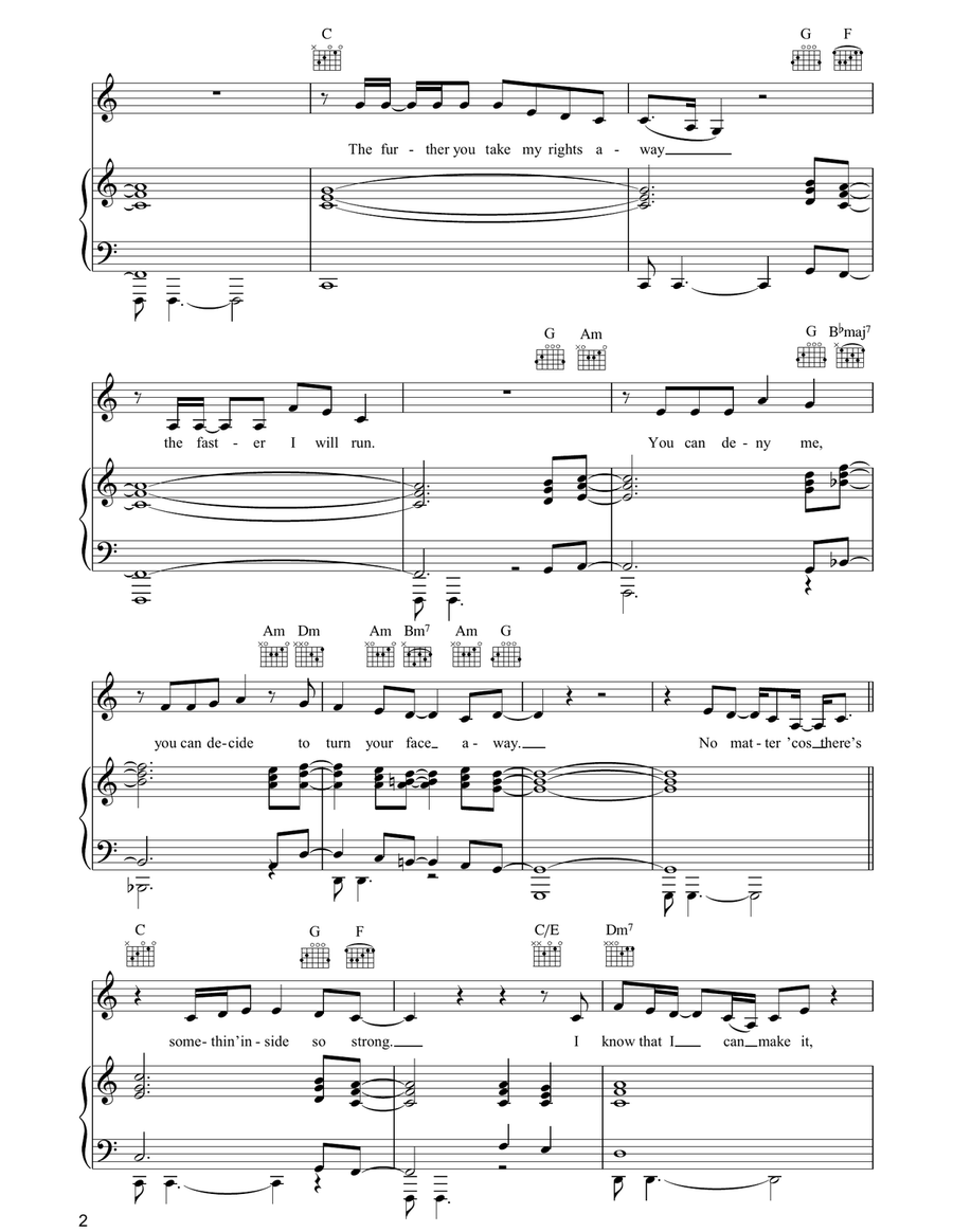 (Something Inside) So Strong Piano, Vocal, Guitar scores gallery preview page 2