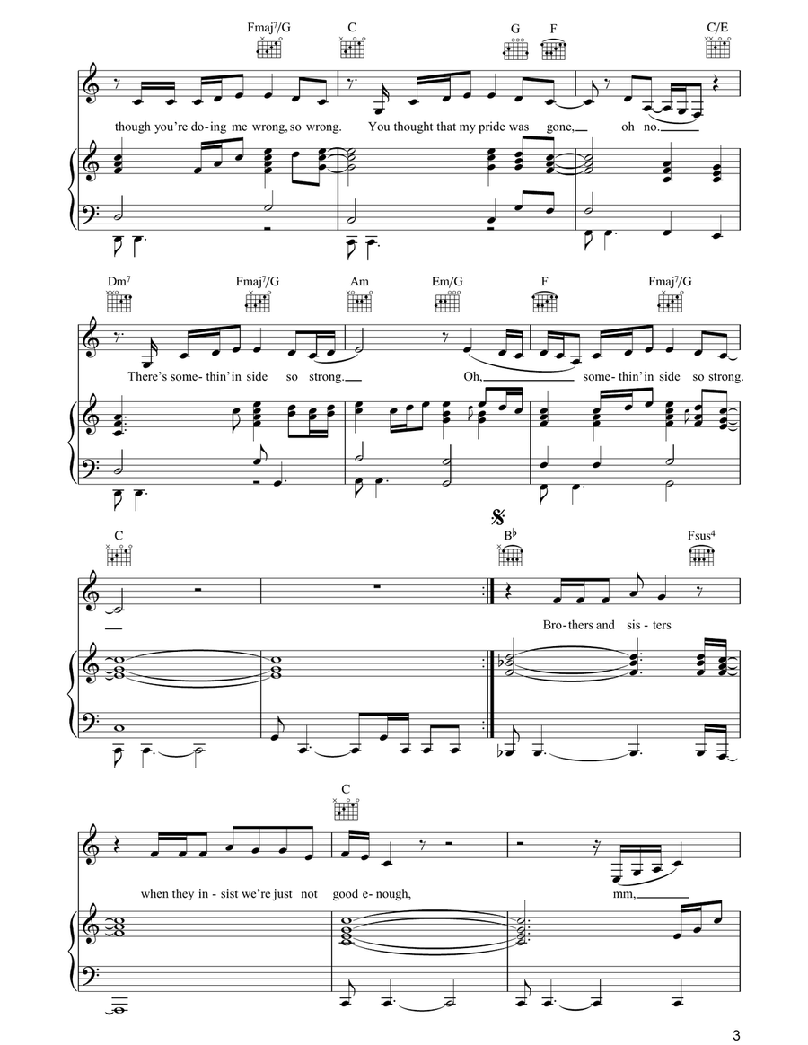 (Something Inside) So Strong Piano, Vocal, Guitar scores gallery preview page 3