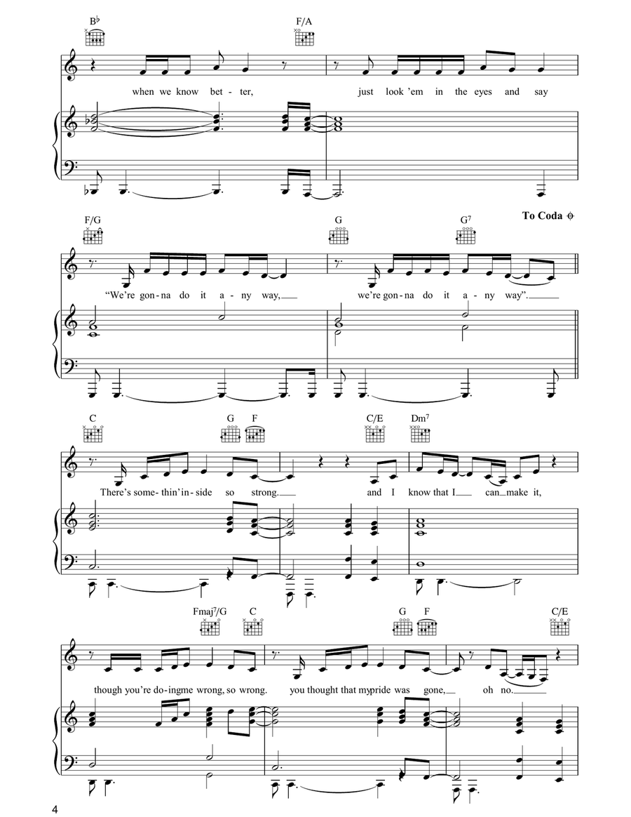 (Something Inside) So Strong Piano, Vocal, Guitar scores gallery preview page 4
