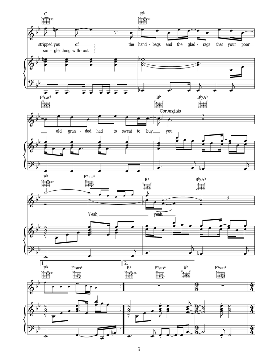 Handbags And Gladrags (theme from The Office) Piano, Vocal, Guitar scores gallery preview page 3