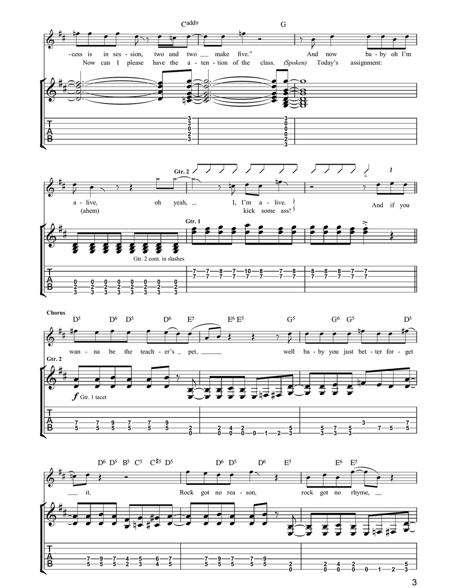 School Of Rock (from School of Rock: The Musical) Guitar Tablature scores gallery preview page 3