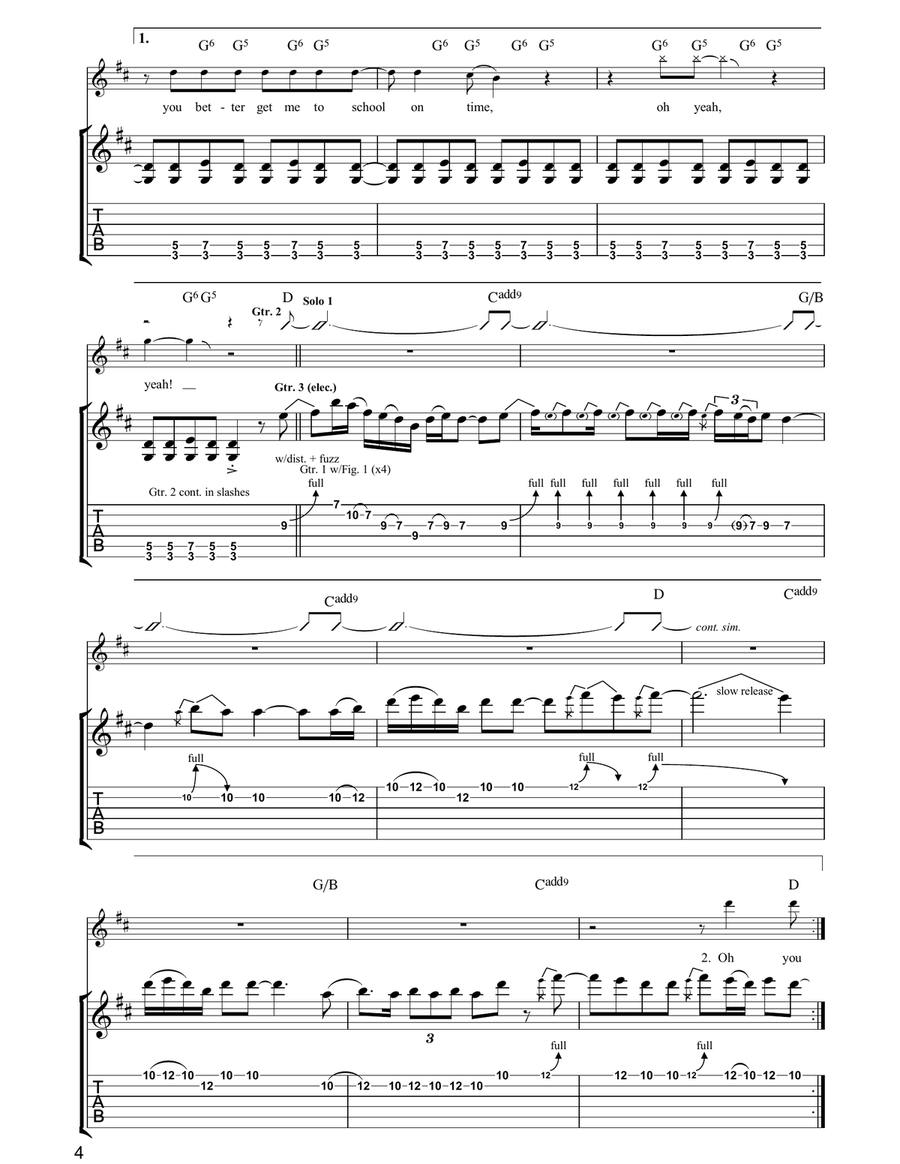 School Of Rock (from School of Rock: The Musical) Guitar Tablature scores gallery preview page 4