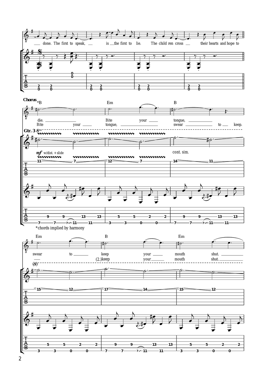 Burn The Witch Burn The Witch Electric Guitar scores gallery preview page 2