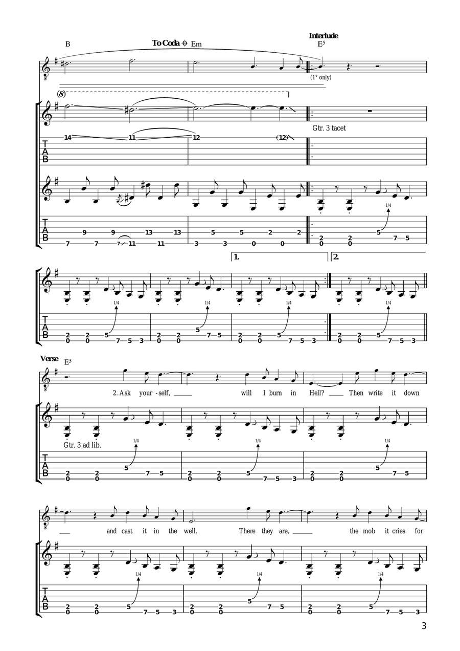 Burn The Witch Burn The Witch Electric Guitar scores gallery preview page 3