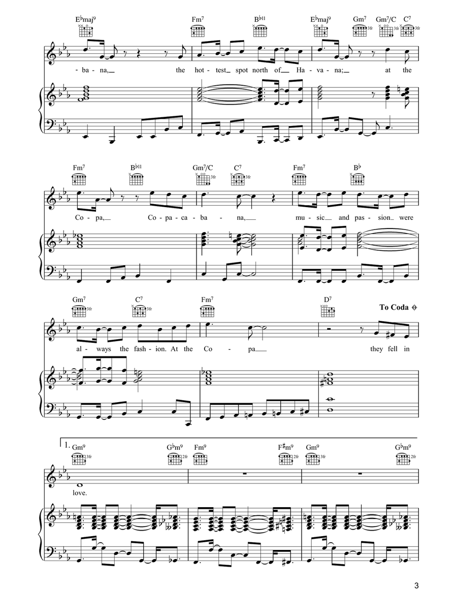 Copacabana (At The Copa) Copacabana (At The Copa) Piano, Vocal, Guitar scores gallery preview page 3