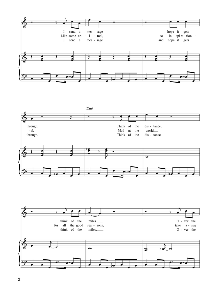 I Send A Message I Send A Message Piano, Vocal, Guitar scores gallery preview page 2