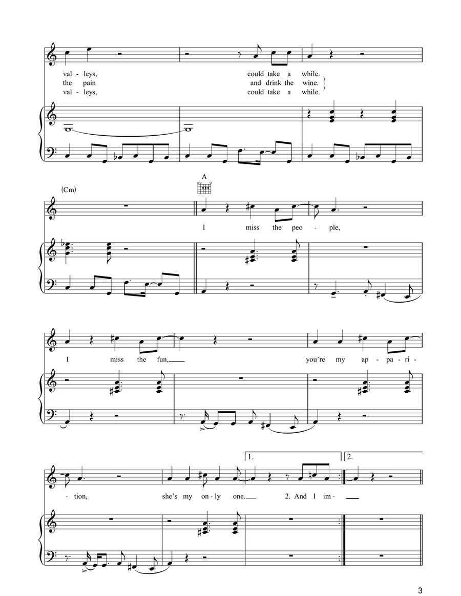 I Send A Message I Send A Message Piano, Vocal, Guitar scores gallery preview page 3