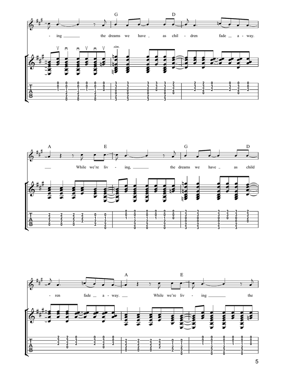 Fade Away Fade Away Guitar Tablature scores gallery preview page 5
