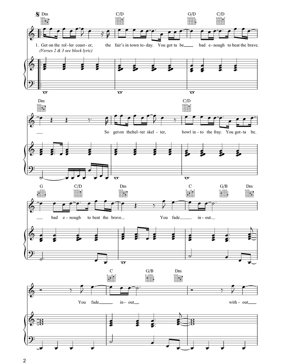 Fade In-Out Piano, Vocal, Guitar scores gallery preview page 2
