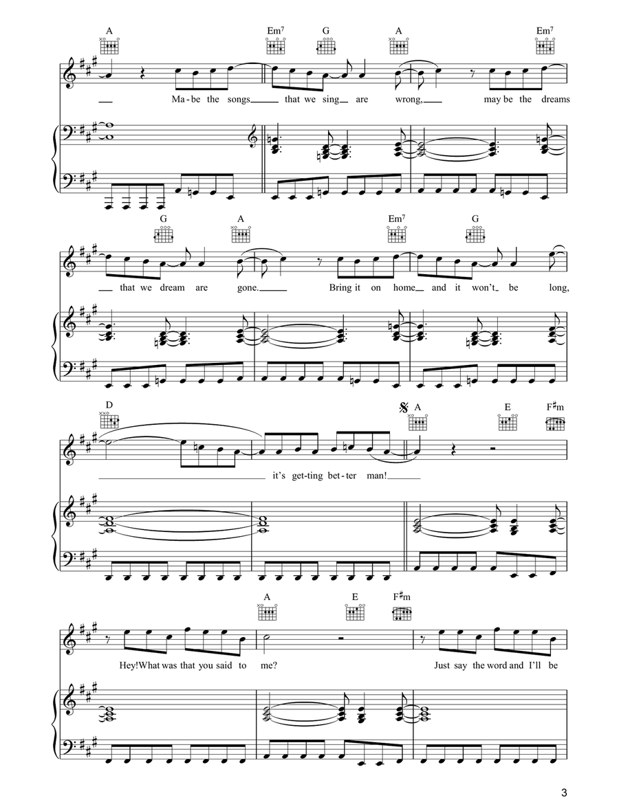 It's Gettin' Better (Man!!) Piano, Vocal, Guitar scores gallery preview page 3