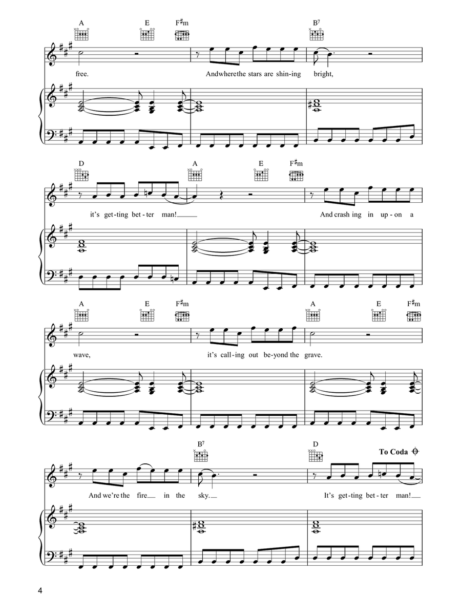 It's Gettin' Better (Man!!) Piano, Vocal, Guitar scores gallery preview page 4
