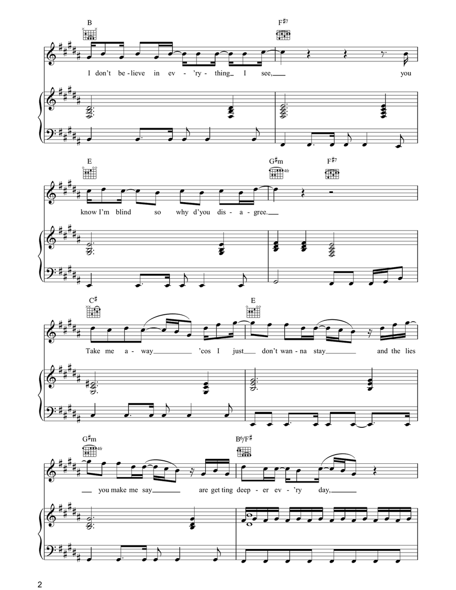 All Around The World (Reprise) Piano, Vocal, Guitar scores gallery preview page 2