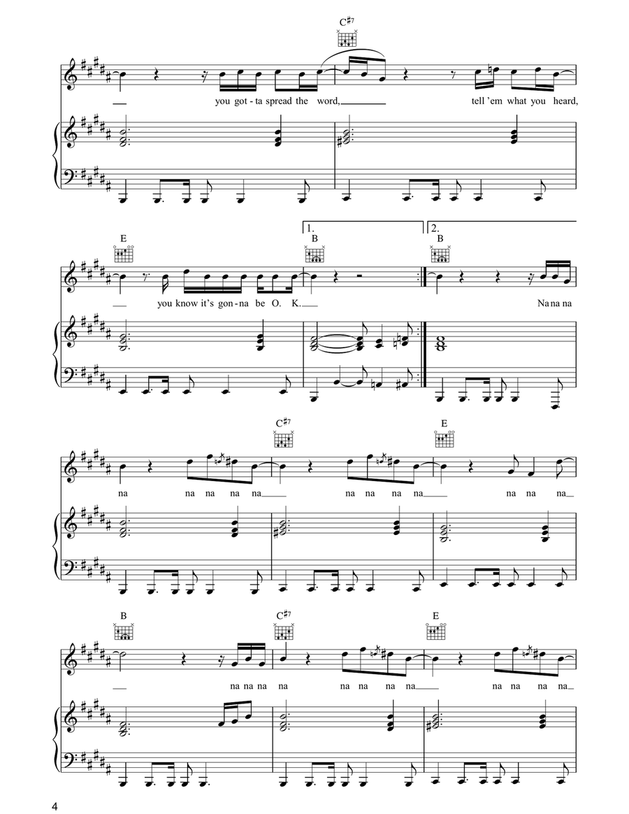 All Around The World (Reprise) Piano, Vocal, Guitar scores gallery preview page 4