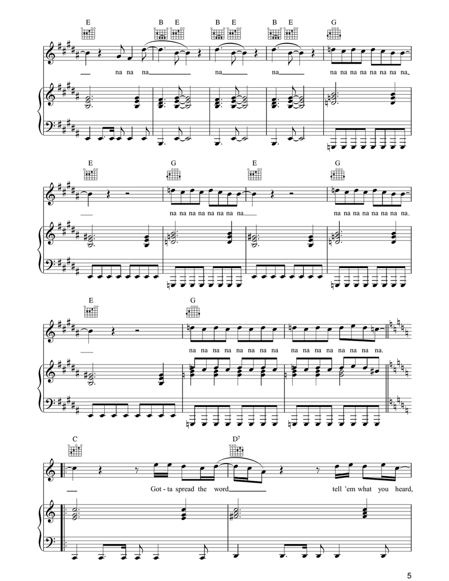 All Around The World (Reprise) Piano, Vocal, Guitar scores gallery preview page 5