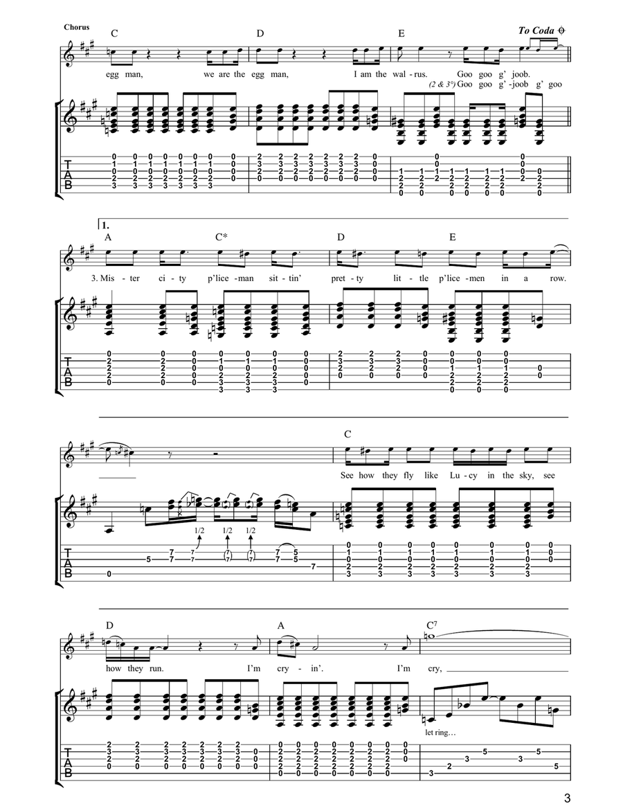 I Am The Walrus I Am The Walrus Guitar Tablature scores gallery preview page 3