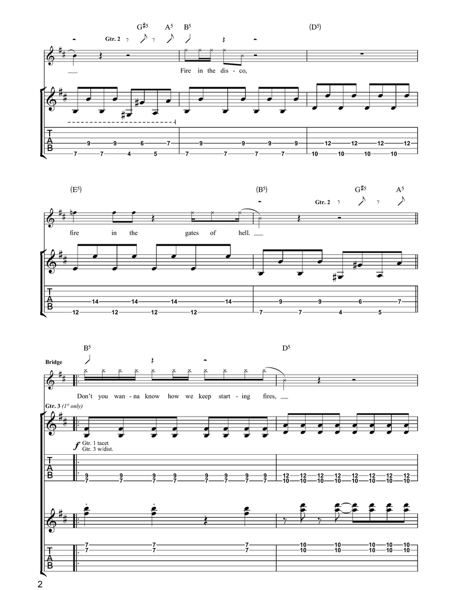 Danger! High Voltage Guitar Tablature scores gallery preview page 2
