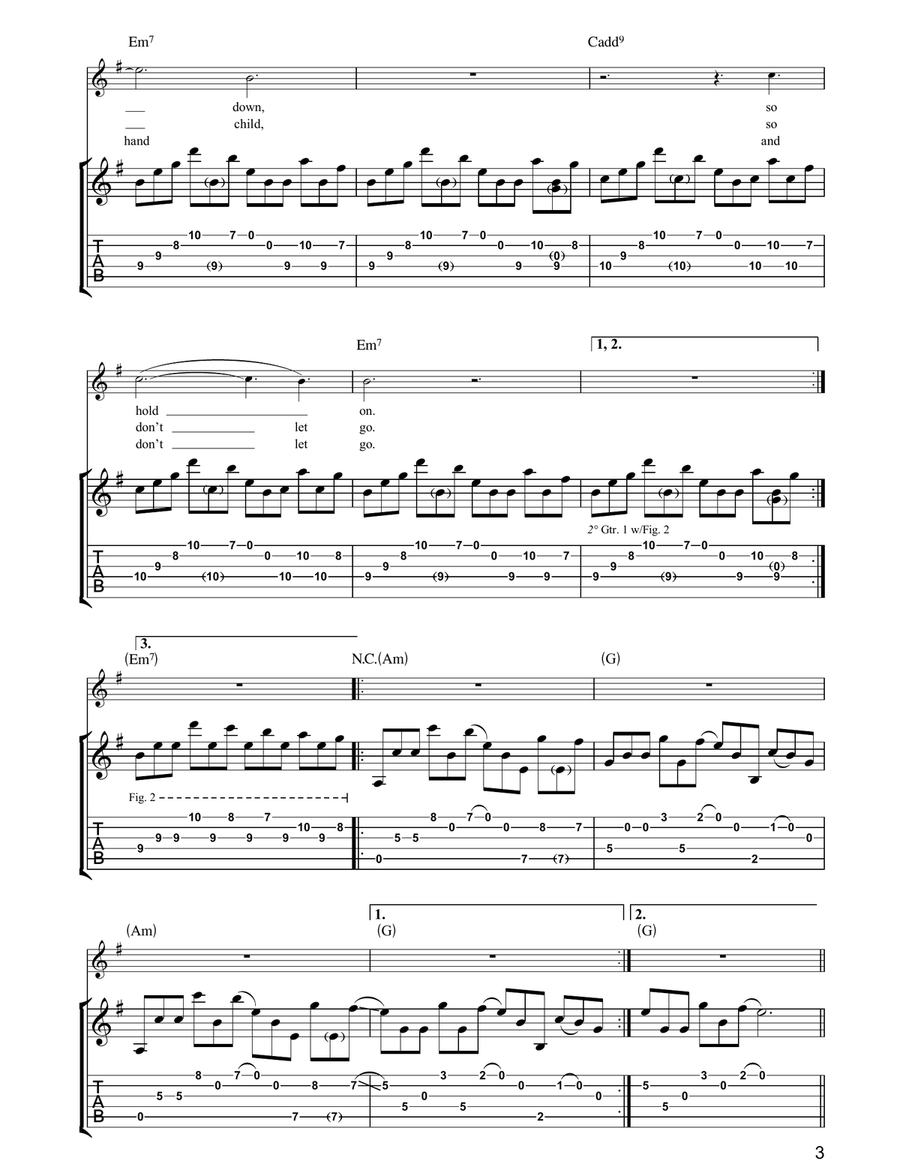 Don't Let Go Don't Let Go Guitar Tablature scores gallery preview page 3