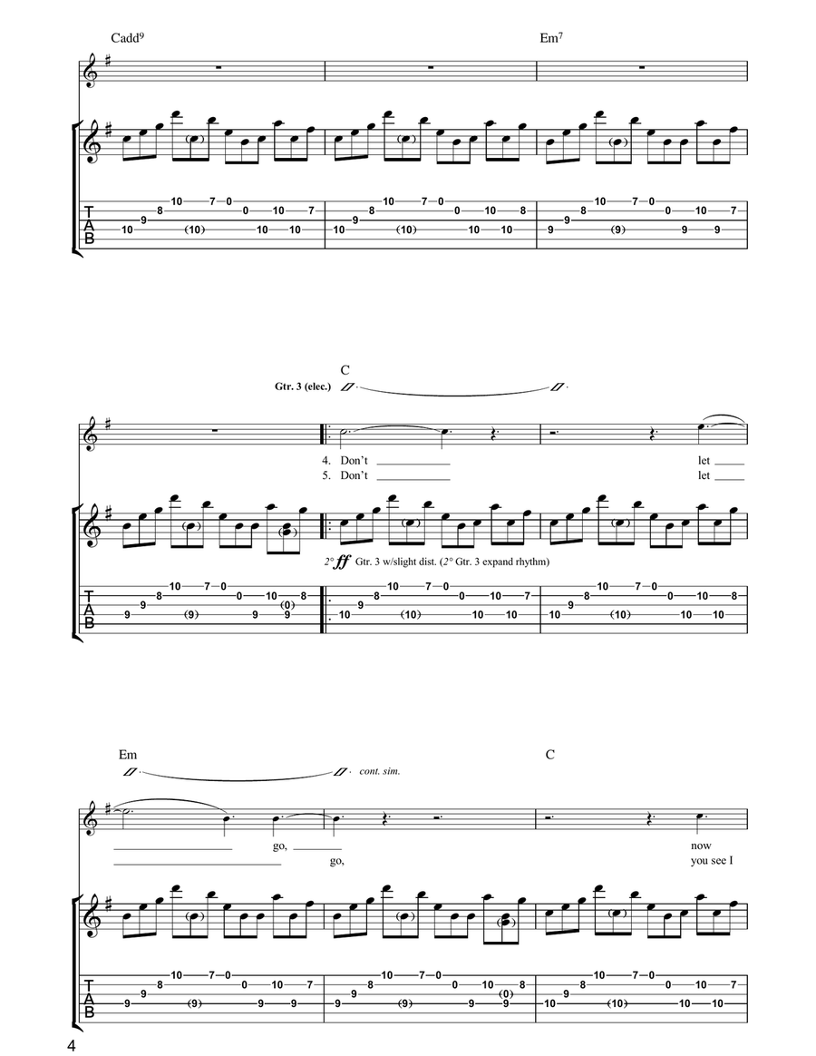 Don't Let Go Don't Let Go Guitar Tablature scores gallery preview page 4