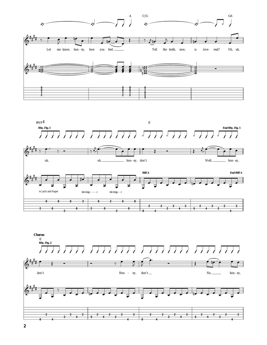 Honey Don't Honey Don't Acoustic Guitar scores gallery preview page 2