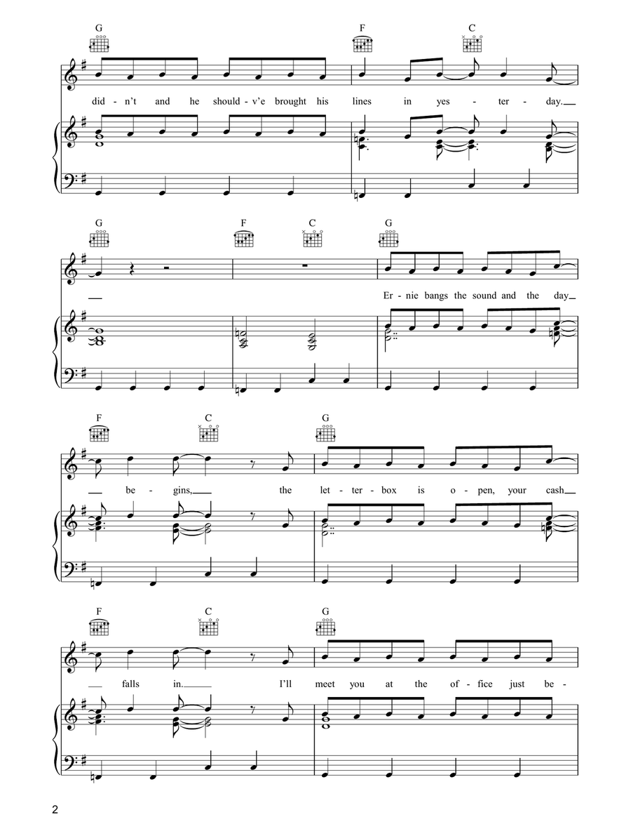 Round Are Way Piano, Vocal, Guitar scores gallery preview page 2