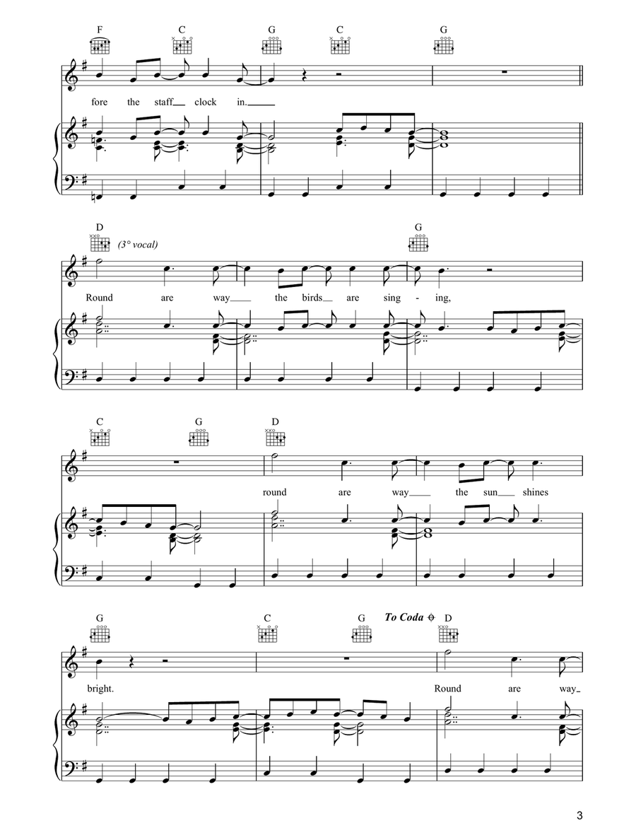 Round Are Way Piano, Vocal, Guitar scores gallery preview page 3
