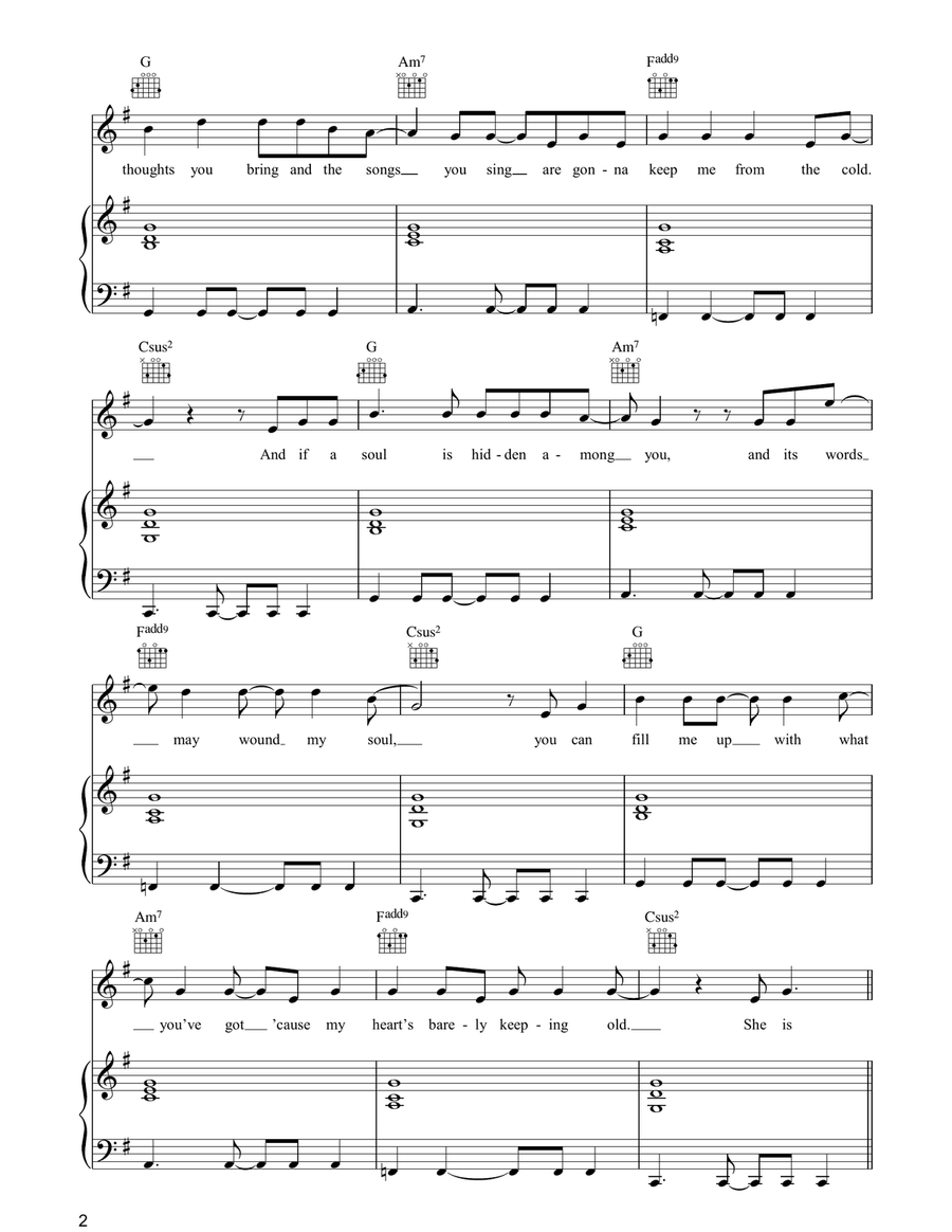 She Is Love She Is Love Piano, Vocal, Guitar scores gallery preview page 2