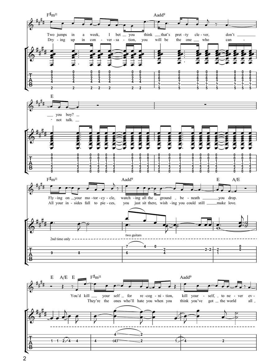 High And Dry High And Dry Guitar Tablature scores gallery preview page 2
