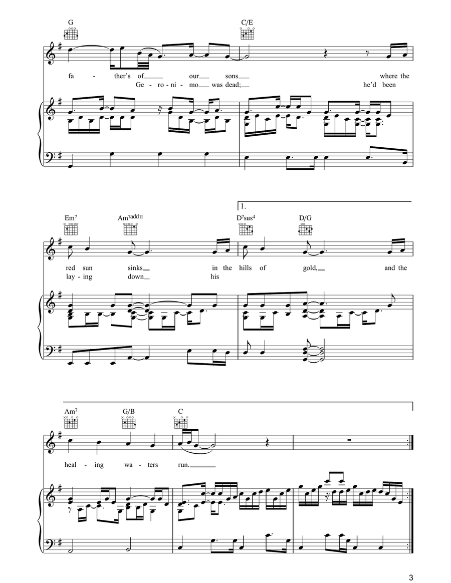 Indian Sunset Indian Sunset Piano, Vocal, Guitar scores gallery preview page 3