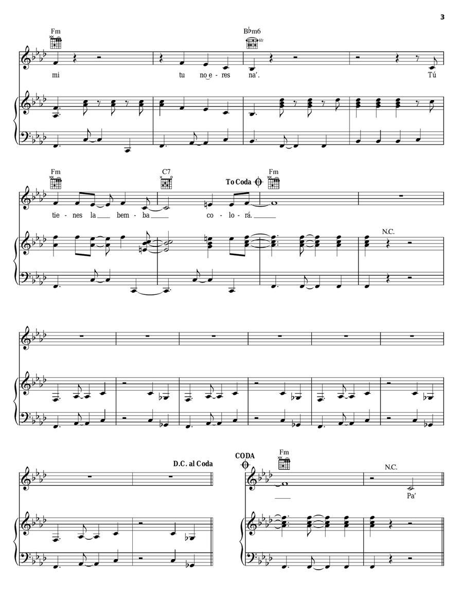 Bemba Colora Bemba Colora Piano, Vocal, Guitar scores gallery preview page 3