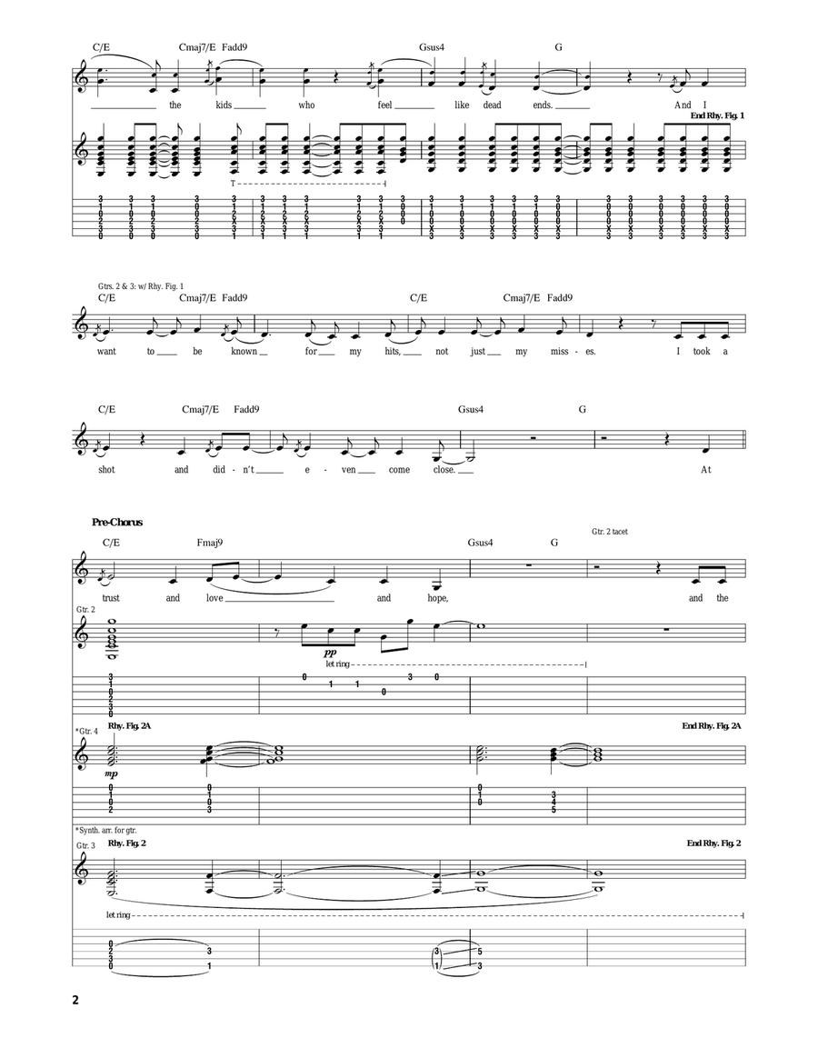 I've Got A Dark Alley And A Bad Idea That Says You Should Shut Your Mouth (Summer Song) Acoustic Guitar scores gallery preview page 2