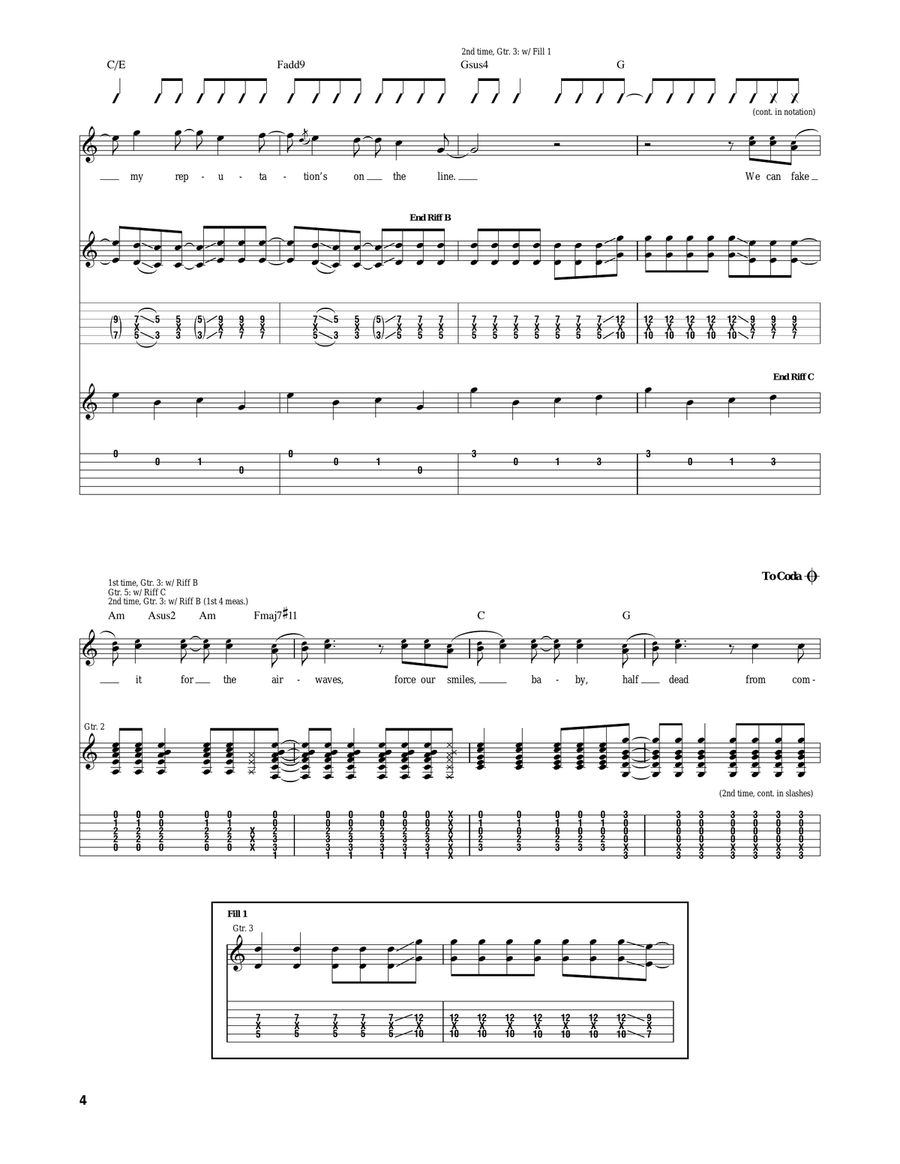 I've Got A Dark Alley And A Bad Idea That Says You Should Shut Your Mouth (Summer Song) Acoustic Guitar scores gallery preview page 4