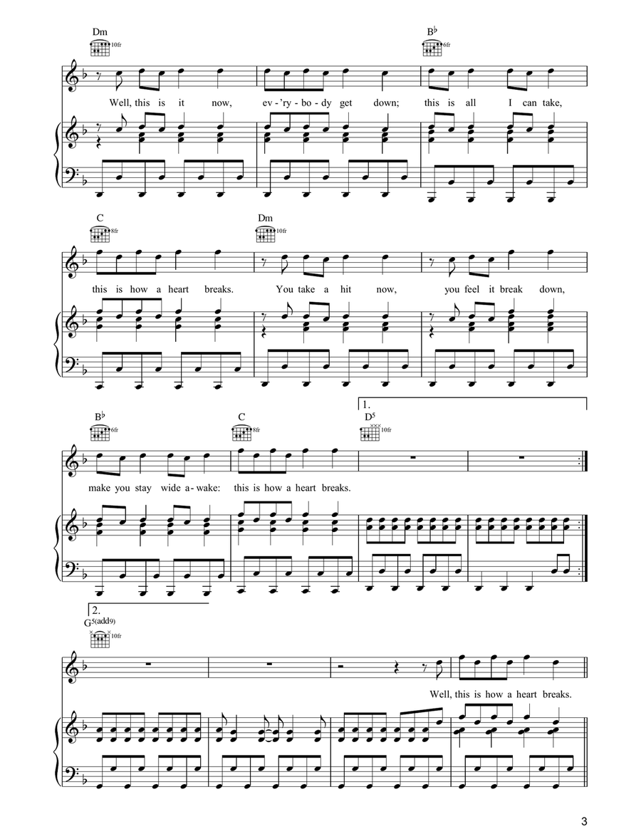 This Is How A Heart Breaks Piano, Vocal, Guitar scores gallery preview page 3