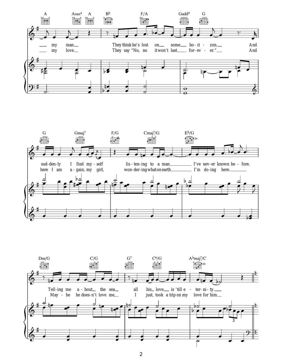 The Man With The Child In His Eyes Piano, Vocal, Guitar scores gallery preview page 2