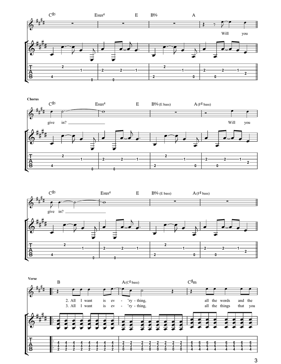 Give In Give In Guitar Tablature scores gallery preview page 3