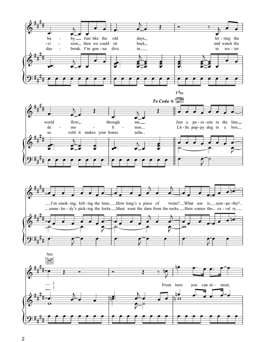 From Here You Can Almost See The Sea Piano, Vocal, Guitar scores gallery preview page 2