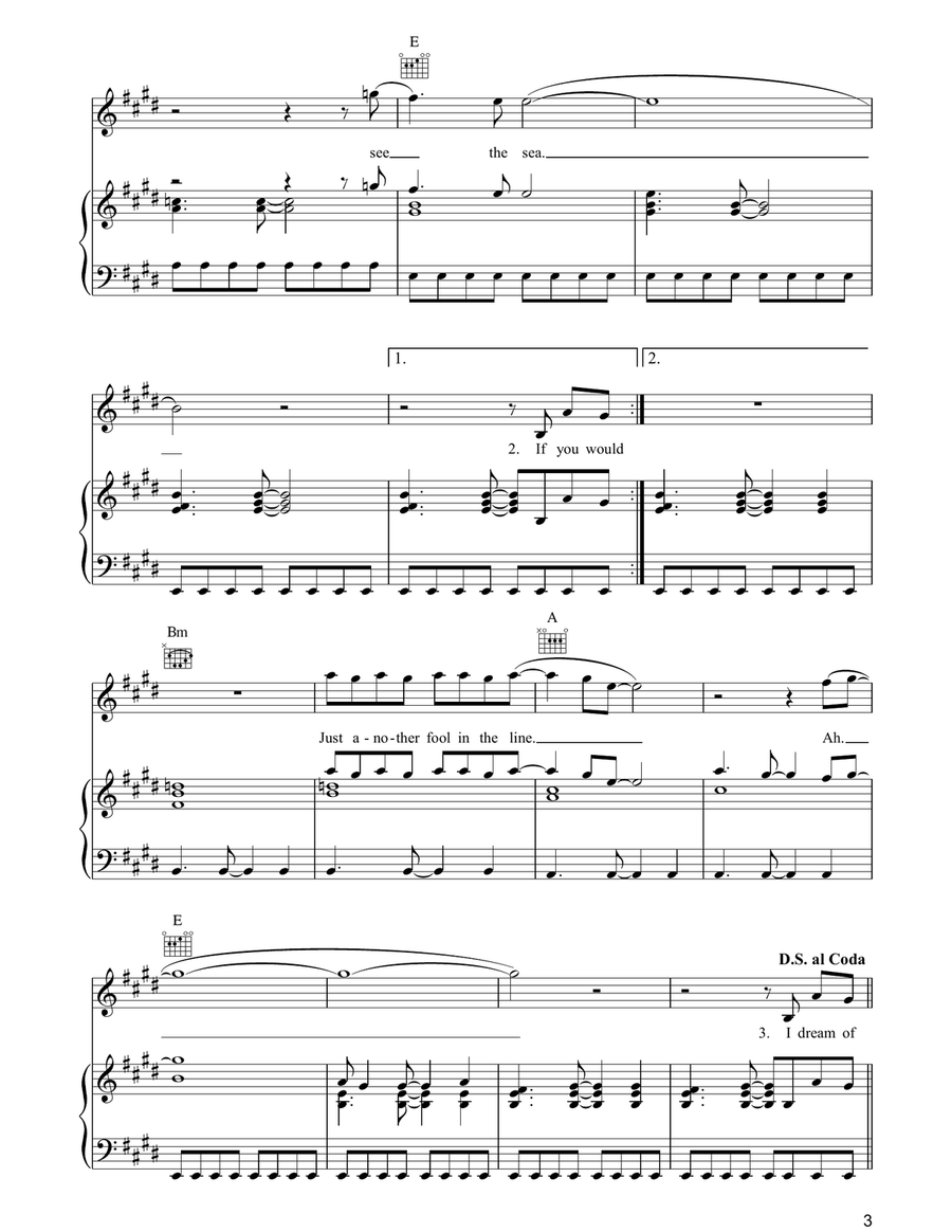 From Here You Can Almost See The Sea Piano, Vocal, Guitar scores gallery preview page 3