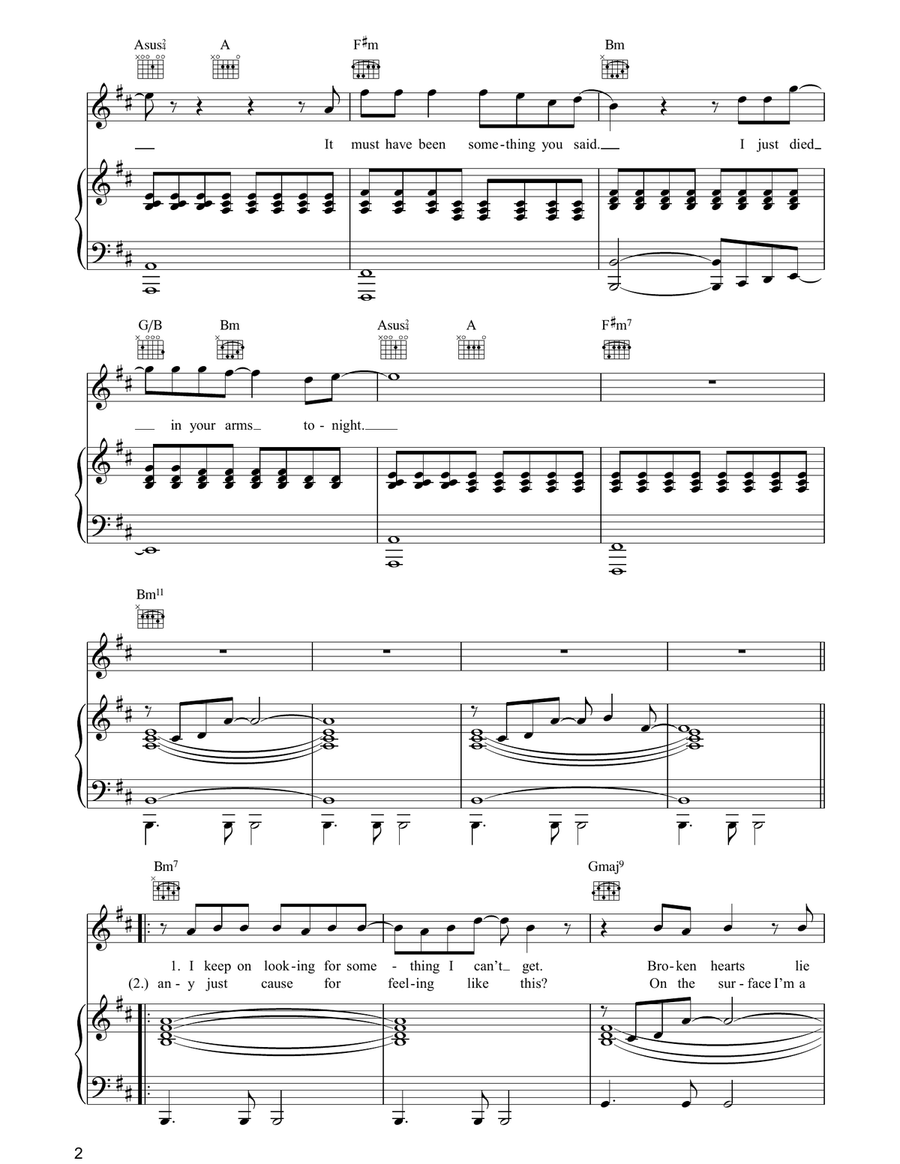 (I Just) Died In Your Arms Tonight Piano, Vocal, Guitar scores gallery preview page 2