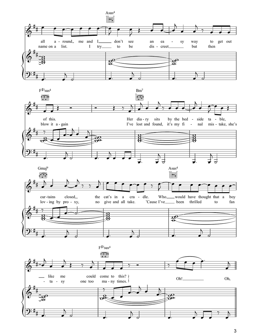 (I Just) Died In Your Arms Tonight Piano, Vocal, Guitar scores gallery preview page 3