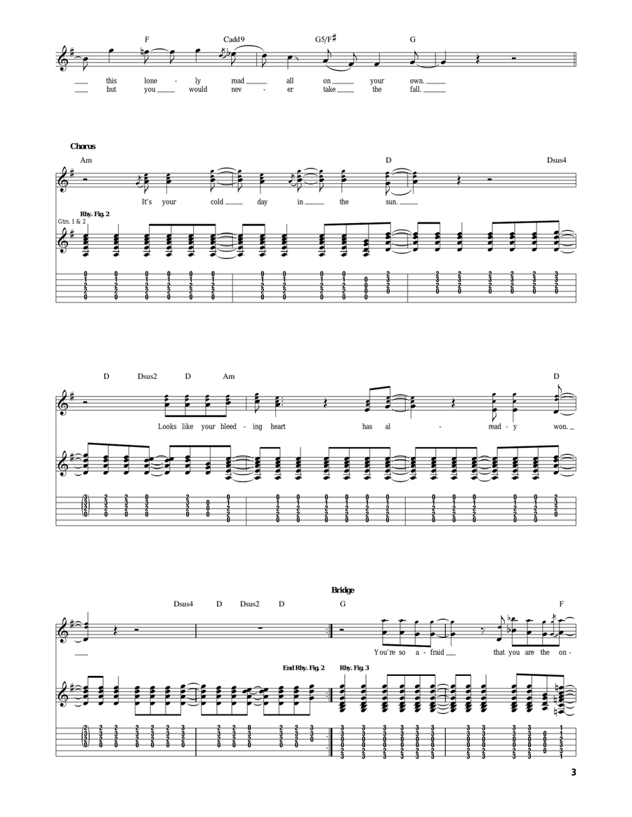Cold Day In The Sun Cold Day In The Sun Acoustic Guitar scores gallery preview page 3