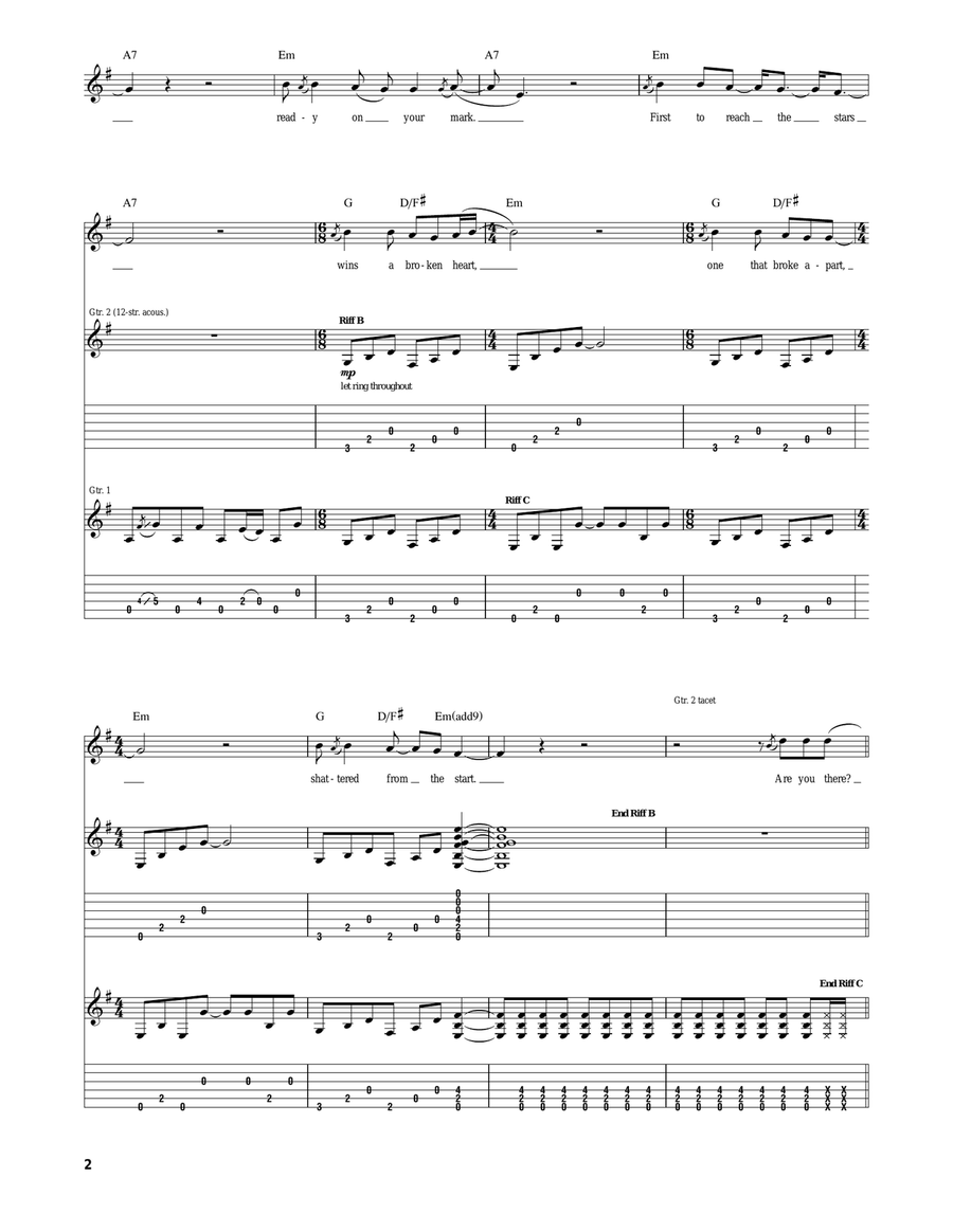 Over And Out Acoustic Guitar scores gallery preview page 2