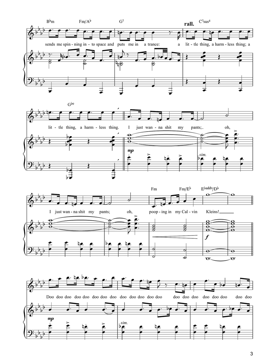 Montel Cums Dirty (from Jerry Springer The Opera) Piano, Vocal, Guitar scores gallery preview page 3