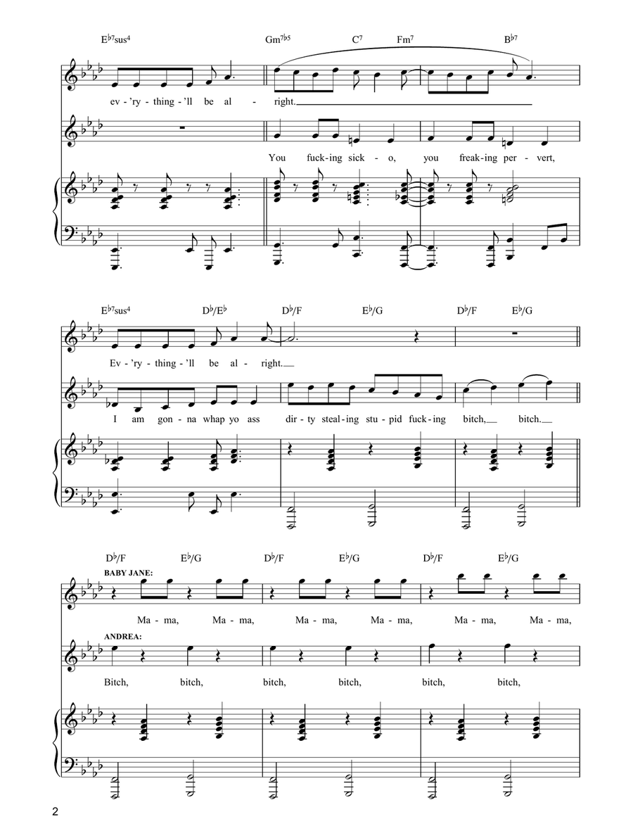 Mama Gimme Smack On The Asshole (from Jerry Springer The Opera) Piano, Vocal, Guitar scores gallery preview page 2