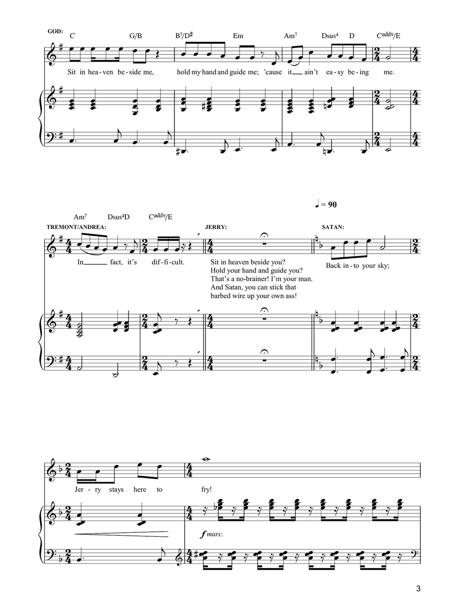 It Ain't Easy Being Me (Part 1) (from Jerry Springer The Opera) Piano, Vocal, Guitar scores gallery preview page 3