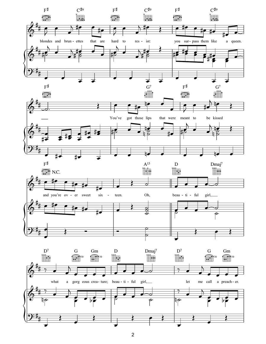 Beautiful Girl (from Singin' In The Rain) Guitar scores gallery preview page 2
