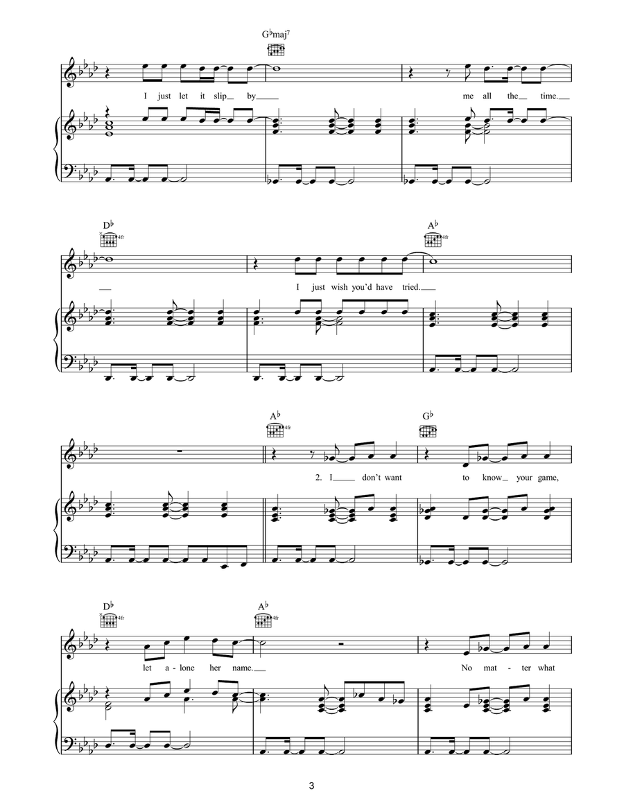 Don't Know Why Piano, Vocal, Guitar scores gallery preview page 3