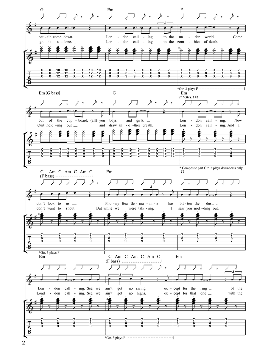 London Calling London Calling Acoustic Guitar scores gallery preview page 2