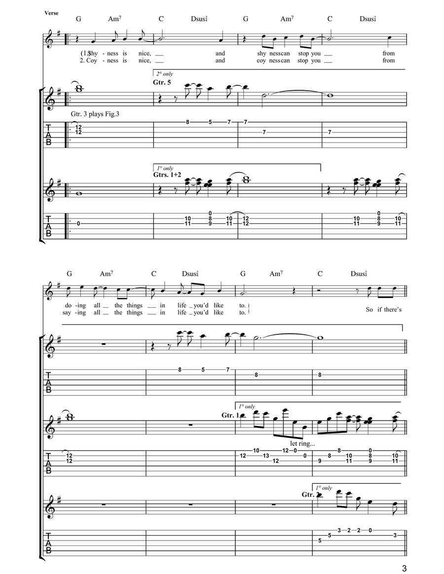 Ask Ask Guitar Tablature scores gallery preview page 3